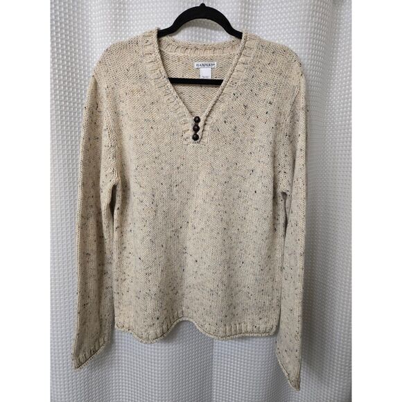 Hannah Women's Sweater Size Large Cream Long Sleeve Spring Fall Winter Chic Boho - Picture 1 of 6